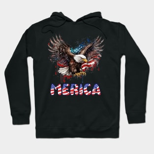 4th Of July Merica Patriotic USA Flag Bald Eagle Vintage Hoodie